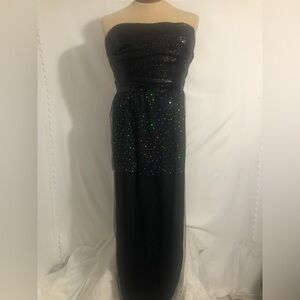 - Womens Black Strapless Dress with Sparkles. 16” pit to pit.